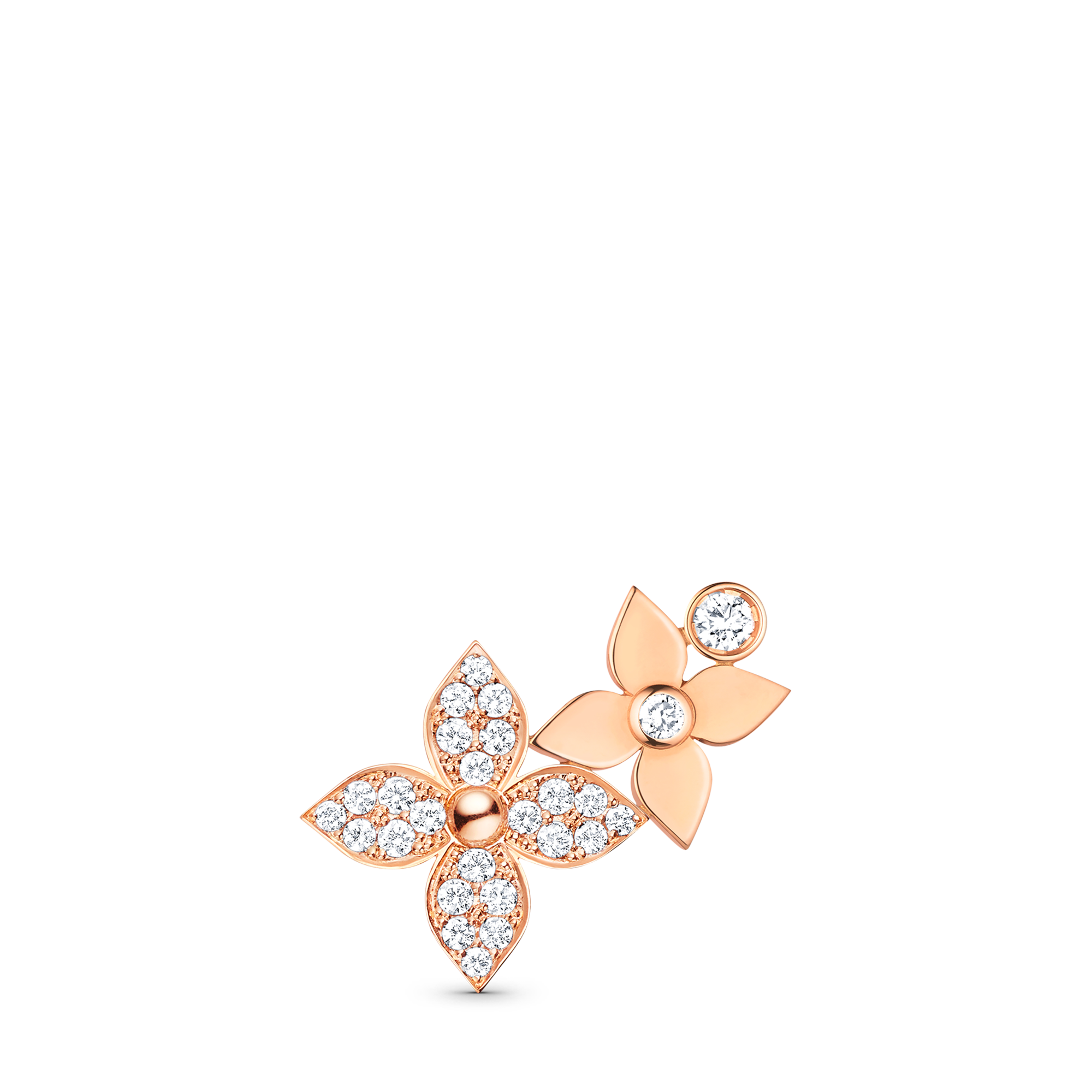 Star Blossom Left Earring, Pink Gold And Diamonds - Per Unit